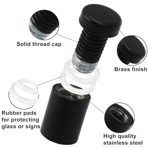 1/2" x 3/4" Sign Standoff Screws, 24 Pcs, Black Acrylic - color: Black, size: 1/2" x 3/4",24 Pcs