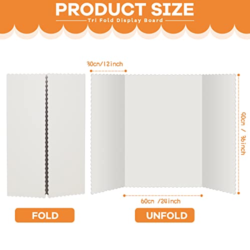 Henoyso 8 Pcs 36 x 48 Inch White Tri Fold Poster Board Bulk for Display - color: White, size: 36 x 48 Inch