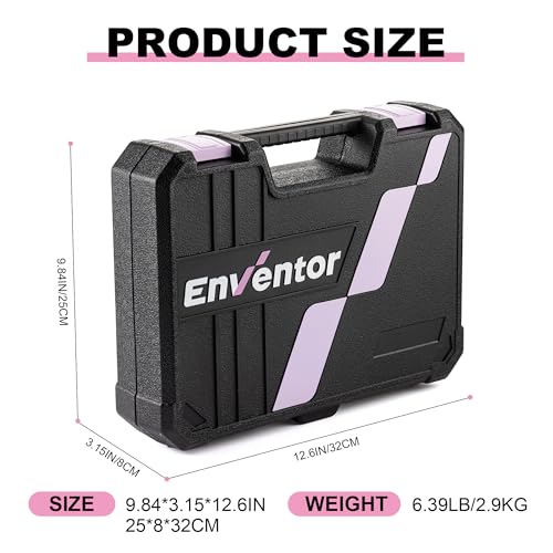 Enventor Tool Set with Fitted Storage Case, 146 Pieces, Pink - color: Pink