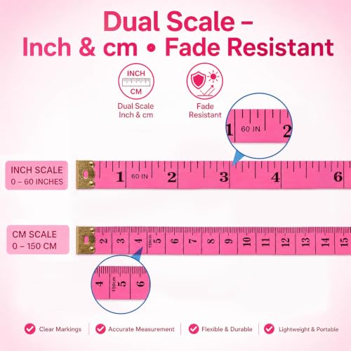LOUHUA Tape Measures 24 Pack, Soft Measuring Tape Bulk for Body Sewing Tailor Cloth, Flexible Fabric Tape Measure for Body Measurements, Double Scale 150cm/60inch Waist Measuring Tape - color: Multicolored