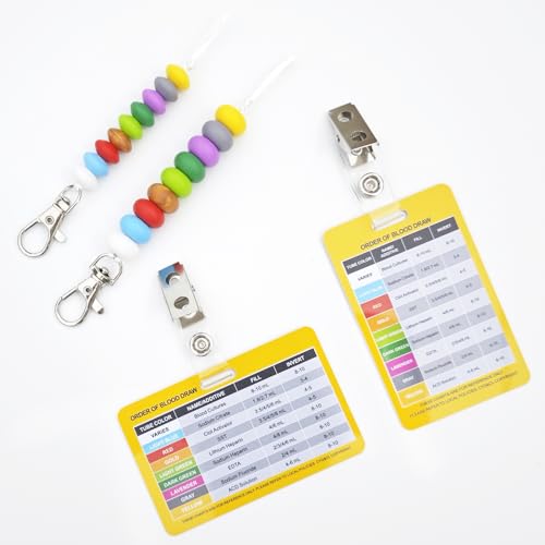 Order of Blood Draw Beads with Reference Card, Phlebotomist Badge Reel Visual Aid Tool Accessories, RN Badge Buddy, Phlebotomy Essentials, Nurse Supplies - color: Mini Abacus Beads With Yellow Card