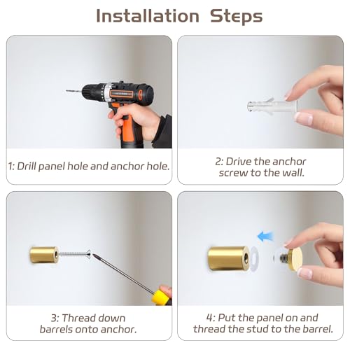 Alise 3/4"x1" Sign Standoff Screws,Wall Mount Glass Standoff,Pack of 8 - color: Gold, size: (8P)19x25mm