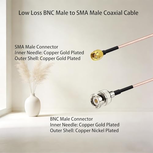 Superbat BNC Male to SMA Male Connectors 1ft RG316 Coaxial Cable 2-Pack