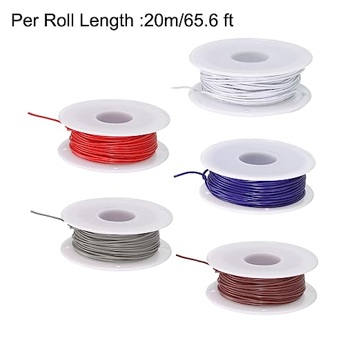MECCANIXITY 30AWG Wire 30 Gauge Electrical Wire, PVC 1007 Stranded Wire Hook Up Wire Tinned Copper Wire 100m(328ft) 5 Colors for DIY Wiring Applications - size: 30AWG,328ft