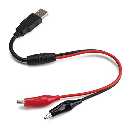 DROK 18 AWG USB to Alligator Clips with Wires - USB Male to Female Ports Test Leads with Alligator Clips Electrical Testing 13.35 inches 3-5A - style: USB Male to Female