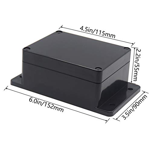 Zulkit Junction Box ABS Plastic Dustproof Waterproof IP65 Universal Electrical Boxes Project Enclosure with Fixed Ear Black 4.5 x 3.5 x 2.2 Inch (115 x 90 x 55mm)(Pack of 1) - size: 4.5" x 3.5" x 2.2"(Pack of 1)