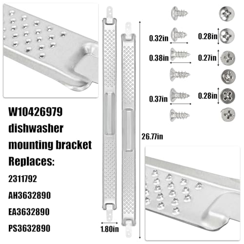 W10426979 24 Inch Dishwasher Mounting Bracket Kit for Granite and Quartz Countertops Compatible with Whirlpool KitchenAid Maytag Mounting Bracket W10426979 AP5607641 AH3632890 EA3632890 PS3632890 - size: 24 Inch