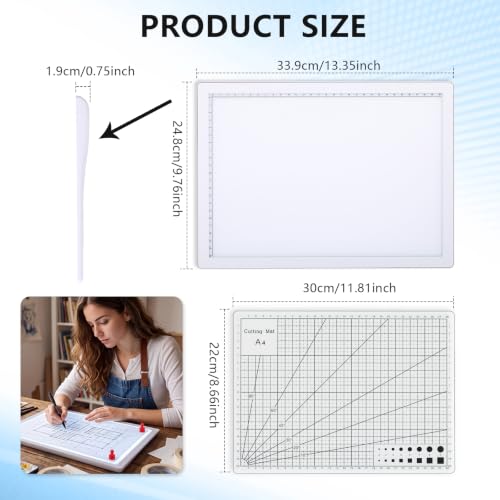 Ropoloogy LED Light Board with Clear Self Healing Cutting Mat 10"x13"