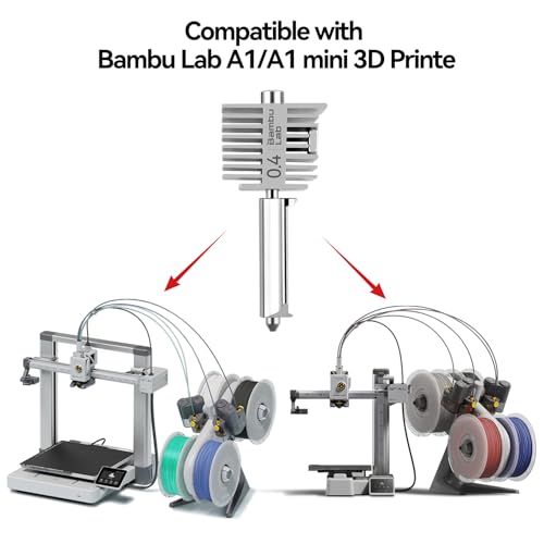 Bamboo Original A1, A1 Mini Stainless Steel Assembly Hotend Kit with 0.4mm Nozzle,High Temperature Fast Speed All Metal Heating Block Replacement for Bambu Lab A1 Series 3D Printer