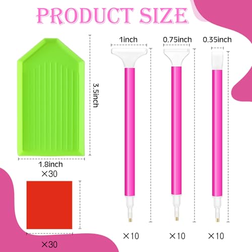 Affrolling 90 Pcs Diamond Art Tools, Drill Pens Trays Glue Clay - color: Red,Green