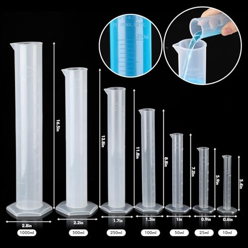 Sabary 29 Pcs Plastic Graduated Cylinder 10-1000ml with Droppers Brush