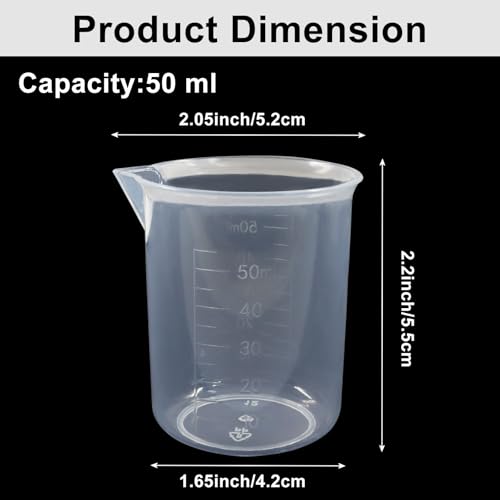 Measuring Cup, 6 Pcs, 50ml/1.7oz, Clear - size: 50ml/1.7oz, style: 6 Pcs