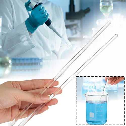 10-Pack Glass Stirring Rods – 7.9" Long, 6mm Diameter, Both Ends Round – Heat-Resistant Glass for Lab and Home Use