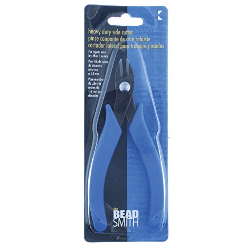 The Beadsmith Heavy Duty Side Cutter, 6 inches (152mm) with Blue Comfort Grip Handle and no Spring, Tool for Jewelry Making, Electronics or Micro Mechanics - color: Blue,silver
