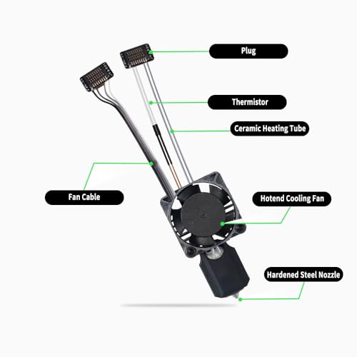 Bamboo Original P1P Hotend P1S Hardened Steel Hotend Kit Set with Fan, Complete Hot End Kit Assembly for Bambu LAB P1S,P1P 3D Printer (0.6MM)