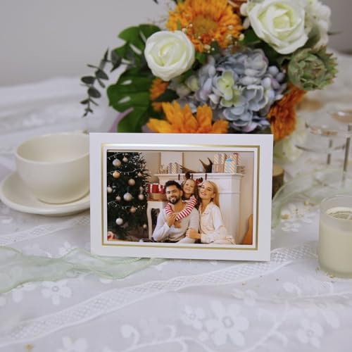 50 Sets Photo Frame Cards with Envelopes 4x6 Paper Picture Frames Bulk - color: White with Gold Lining, size: 4X6
