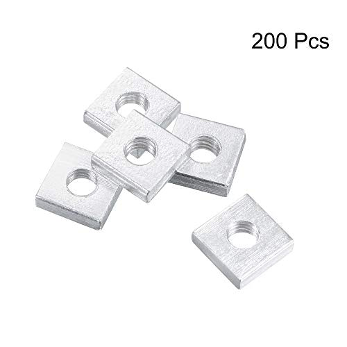 uxcell Square Nuts, M6x13mmx4mm Zinc-Plated Metric Coarse Thread Assortment Kit, 200 Pcs - size: M6x13mmx4mm