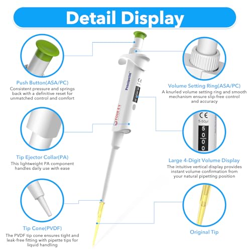 FOUR E'S SCIENTIFIC 5-50μL Pipette Pro, Single-Channel Pipettor - size: 04 (5-50μL)