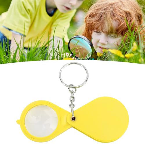 Pocket Magnifier Keychain 10X 32mm Folding Lens Yellow - color: Yellow