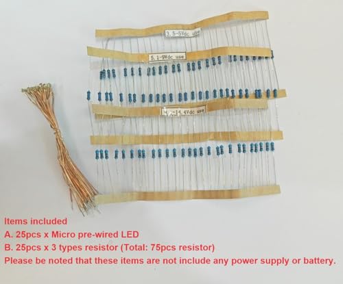 25pcs Pre-soldered Micro Litz Wired Leads Red SMD Led 0603 + Muti-Resistor New - color: (4)Red, size: 25pcs