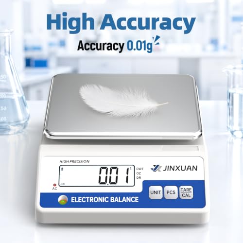 Lab Scale 6000g Grams Scale 0.01g Accuracy Digital Analytical Balances with RS232 Port & 500g Calibration Weight, Laboratory Scale for Weighing Gold Silver Jewelry Kitchen LCD Display 7units - style: 6000gx0.01g with RS232 & 500g Calibration Weights