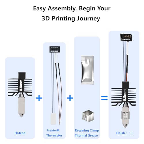 【Upgraded All-Metal Hotend】0.8mm Hardened Steel Nozzle Hotend Assembly for Bambu Lab P1S/P1P Printers, 24V 48W Ceramic Heater with High-Temp Thermistor Replacement Hotend for P1 Series 3D Printers - size: 0.8mm, style: P1 Series