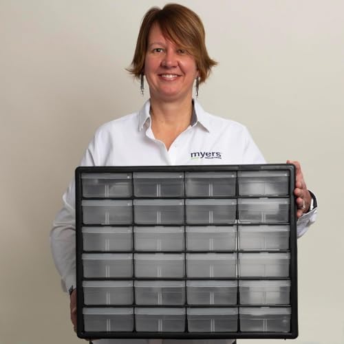 Akro-Mils 10124, 24 Drawer Plastic Parts Storage Hardware and Craft Cabinet, 20-Inch W x 6-Inch D x 16-Inch H, Red - color: Red, size: 24 Drawer, style: 1 Pack