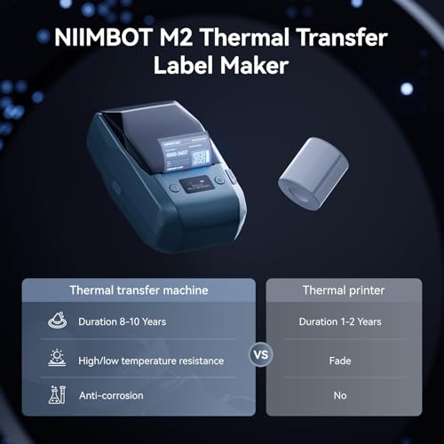 NIIMBOT M2 Thermal Transfer Label Maker, Label No Fading for Office Lab Use - color: Blue
