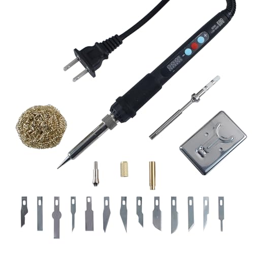 FYSETC Printing Pen Smoothing Finishing Tool: 19-1 Cleaning Kit Handheld Soldering Iron 110V 60W LCD Digital with 2Pcs Adapter TS100 TS101 - Carving Knife for Repairing 3D Prints