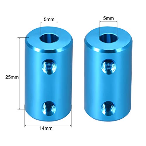 uxcell 5mm to 5mm Bore Rigid Coupling Set Screw L25XD14 Aluminum Alloy,Shaft Coupler Connector,Motor Accessories,Blue - size: 5mm to 5mm