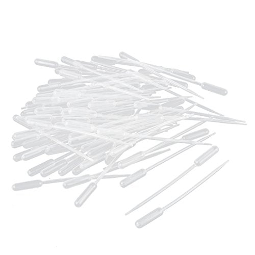 uxcell 100 Pcs Plastic Disposable Pipettes 0.5ml, Clear Transfer Pasteur Pipettes, 113mm Length, Liquid Dropper for Ear Eye Essential Oils Alcohol Paint Makeup Lab