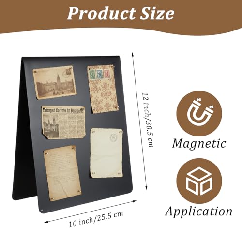 2 Pcs Magnetic Bulletin Boards, 12" x 10" Black Standing Magnetic Board for Desk, Freestanding Dry Erase Memo Board for Magnet Display for Home Office Tabletop Desktop