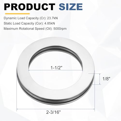 uxcell 4 Sets NTA2435 Thrust Needle Roller Bearings with Washers, ID 1-1/2" - size: NTA2435+2TWA, 1-1/2"x2-3/16"x1/8"