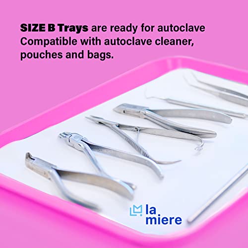 LA MIERE 1Pcs Autoclavable Dental Procedure Tray Lockable Set up Flat Trays Size B (Ritter),Plastic Instrument B-Lok Flat Trays, 13.25 x 9.75X 0.875 Inches (1, Neon Pink) - color: Neon Pink, size: 1