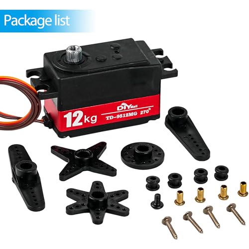 12kg Low Profile Servo 270 TD-9512MG RC Digital Servo Waterproof Full Metal Gear High Speed for 1/8 1/10 RC Car Helicopter Tail Robot - size: Semi-metal 270°