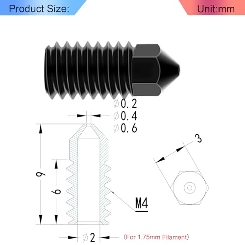 A1 Hardened Steel Nozzles 9 Pack, 0.2/0.4/0.6mm A1 Nozzle Kit Compatible with Bambu Lab A1 / A1 Mini Hotend Replacement Parts - style: 9Pcs A1/A1 Mini Hardened Steel Nozzles kit