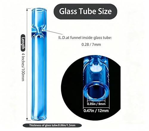9 Pcs Colored Borosilicate Glass Tubes, 4 Inch, 12mm OD 2mm Wall