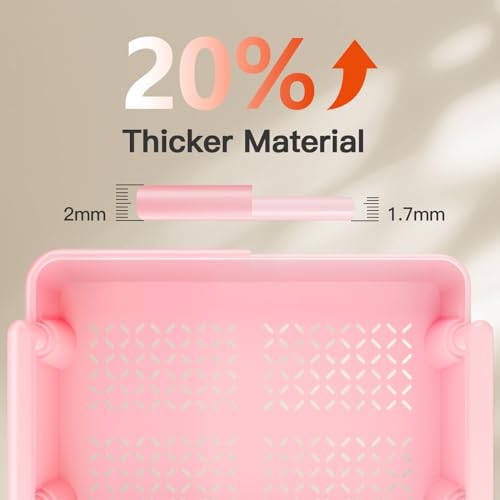 Pipishell 3 Tier Rolling Cart with Handle & Wheels for Storage, Pink - color: Pink, size: 3-Tier