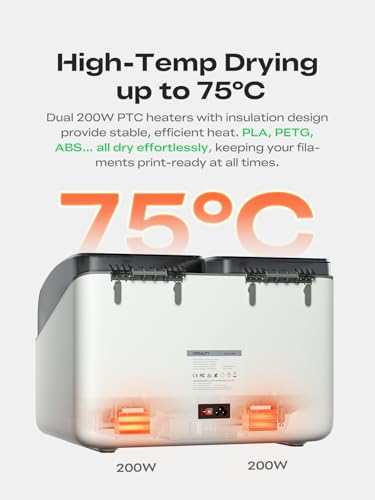 Creality Filament Dryer Box 4 Spools, Space Pi X4L Filament Storage Box, Max 85°C Temperature, Dual Independent Heating Chambers & Fan, Rapid Drying for PLA,PETG,TPU,ABS,PET,PC,ASA,PA,PAHT - size: Space Pi X4L