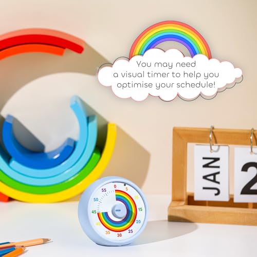 Visual Timer for Kids, 60-Minute Countdown Timer for Classroom Office Kitchen, Desk Timer Kids Time Management Tools with Silent Operation, Pomodoro Time Rainbow Pattern (Aquamarine) - color: Aquamarine