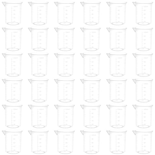 36 Pcs 3.4 Oz Transparent Lab Measuring Cup, Plastic Graduated Beaker for Science, Kitchen, School & Industrial Liquid Measuring