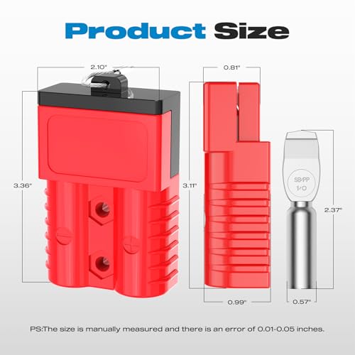 Anderson Connector, 175AMP 1/0AWG Battery Quick Connect w/Hard Cover 12V-36V Anderson Plug Winch Wiring Kit for Cable RV Truck Winch (4pcs)-RED - size: Red-4pcs