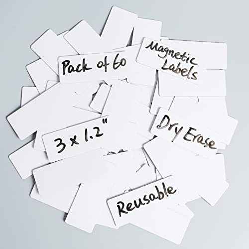 Dry Erase Magnetic Labels-60 PCS Blank White Reusable Name Magnets - color: Blank White