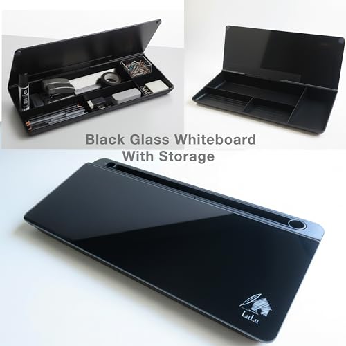 Black Glass Desktop Whiteboard - color: Black Black