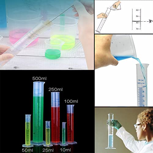 250ml Plastic Graduated Cylinker, Measuring Cylinder Graduated Cylinders Lab Supplies Laboratory Tools (Pack of 2) - size: 250 ml (Pack of 2)