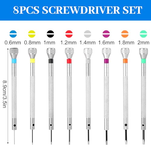 Nogeqi 8PCS Mini Watch Screwdriver Set, Jewelers Screwdriver Set for Watch Repair, 0.6-2.0mm Micro Precision Repair Kit for Eyeglass Sunglass Watchmaker Jewelry Computer Phone Small Tools