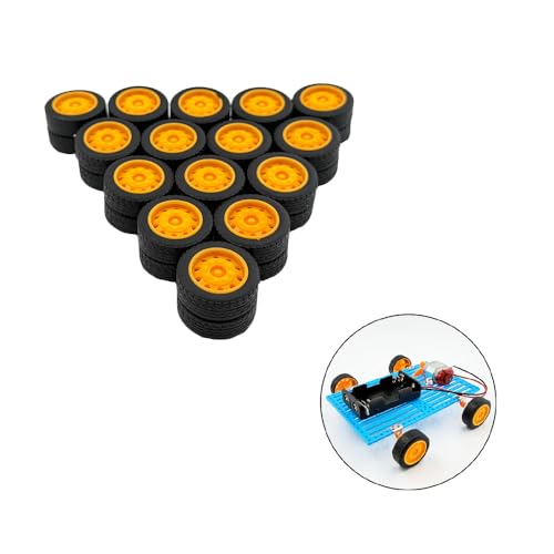 30PCS Small Toy Wheel Model Car Rubber Tire Wheel with Round Rod Shaft Axles for RC Car Truck Helicopter Airplane Robot DIY Model Toy Building Parts (2x21mm) - style: 2x21mm