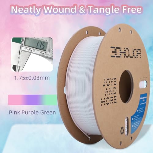 3DHoJor Matte Rainbow 3D Printer PLA Filament 1.75mm +/- 0.03 Multicolor Change Filament 1 KG(2.2lbs) Spool Fit Most FDM Printer-Pink Purple Green - color: Matterainbow: Pink Purple Green