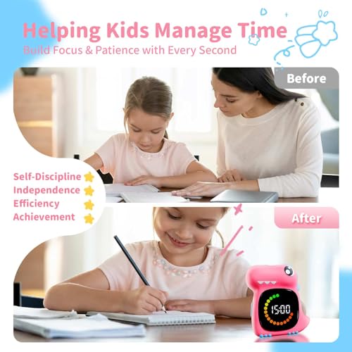 Pink Dinosaur Visual Timer for Kids, Girls Potty Training Timer - color: Pink