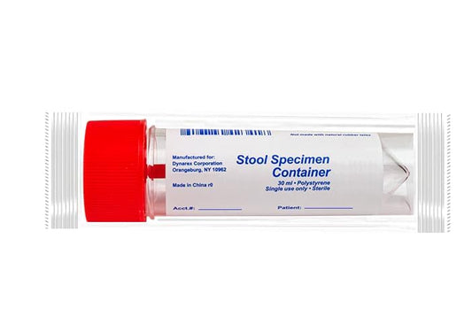 30ml Plastic Stool Specimen Containers Sterile with Red Spoon Lid Stool Specimen Collection Cups Laboratory Clear Wrapped Individually (5)